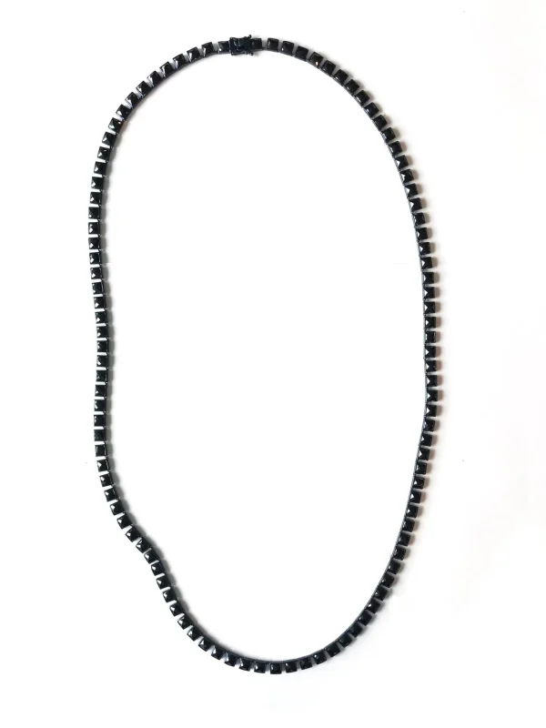 Mini Tile Opera Necklace - Black Spinel