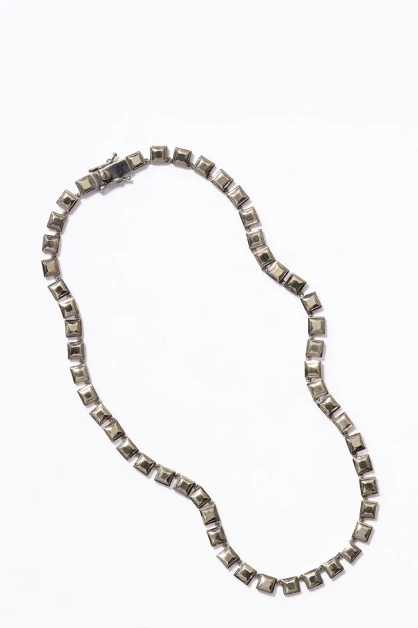 Mini Tile Rivière Necklace - Pyrite