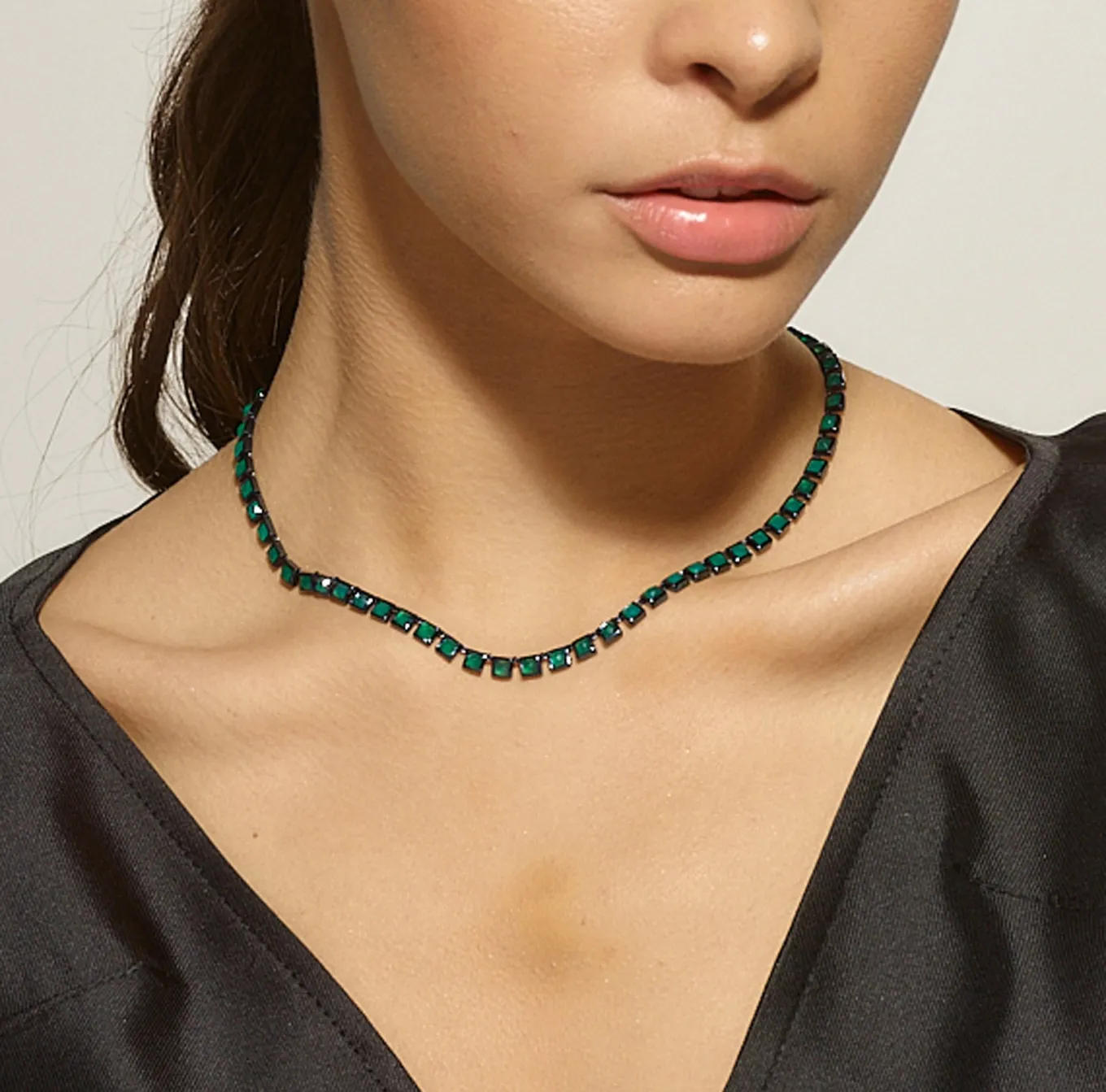 mini_tile_rivire_necklace_1-1.webp Mini Tile Rivière Necklace - Green Onyx