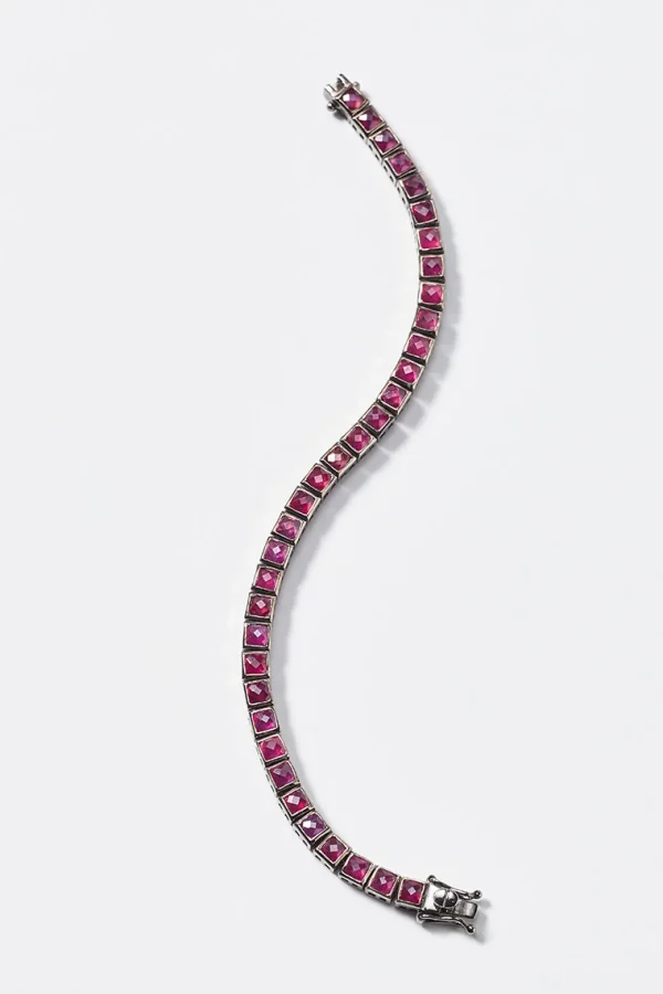 Mini Tile Tennis Bracelet - Ruby