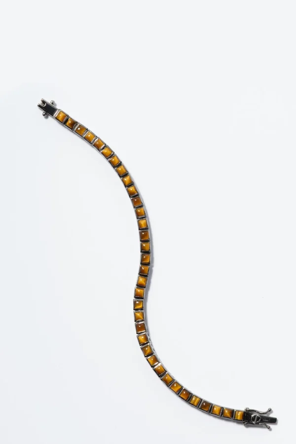 Mini Tile Tennis Bracelet - Tiger's Eye