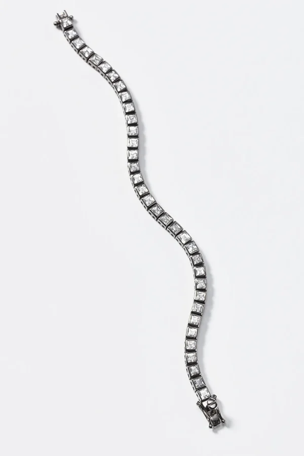 Mini Tile Tennis Bracelet - White Zircon