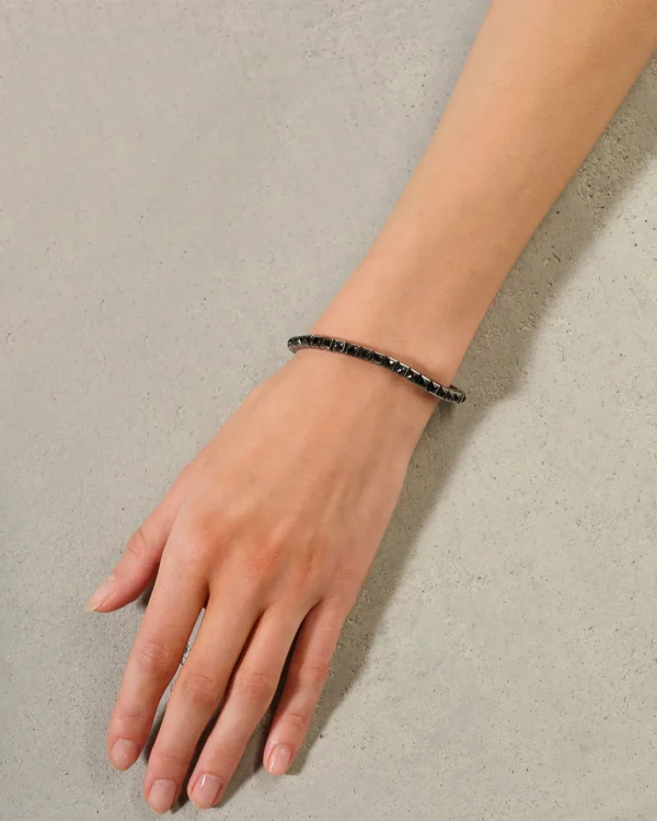 Mini Tile Tennis Bracelet - Black Spinel