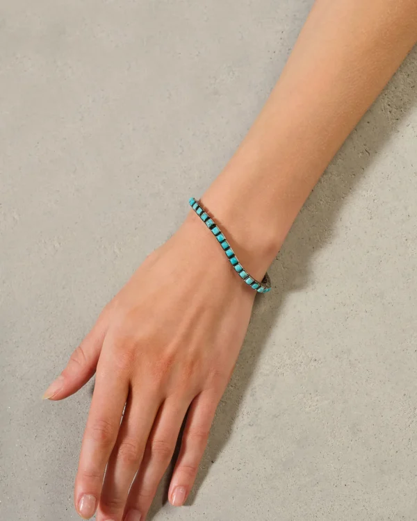 Mini Tile Tennis Bracelet - Turquoise