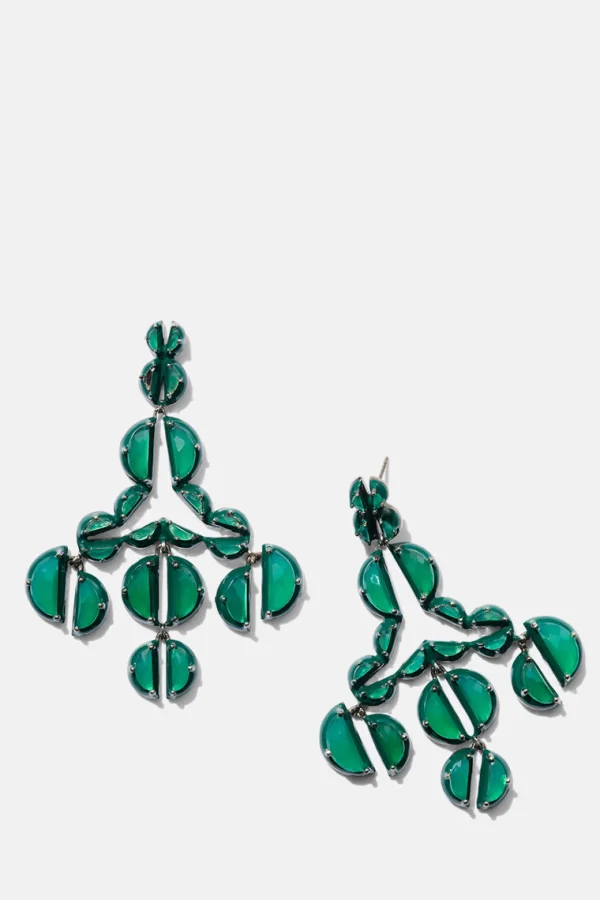 Murano Emerald Enameled Girandole Earrings - Green Onyx