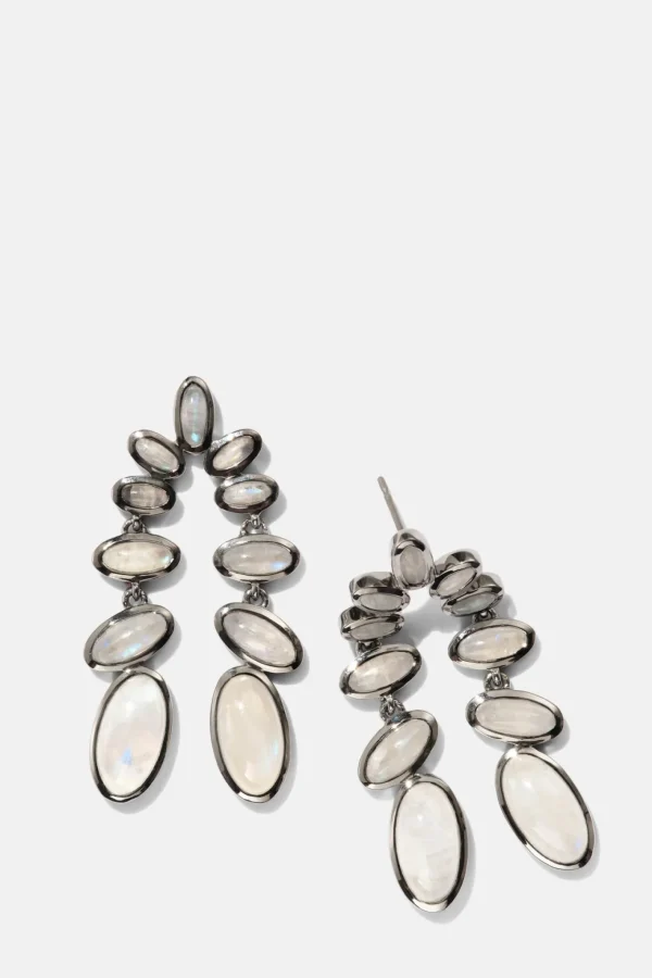 Nunchaku Earrings - Rainbow Moonstone