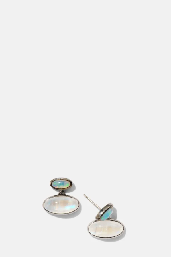 Orbit Earrings - Rainbow Moonstone