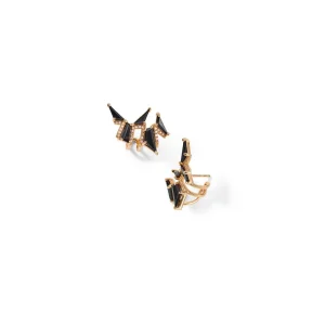 Pagoda Ear Clips - Black Spinel