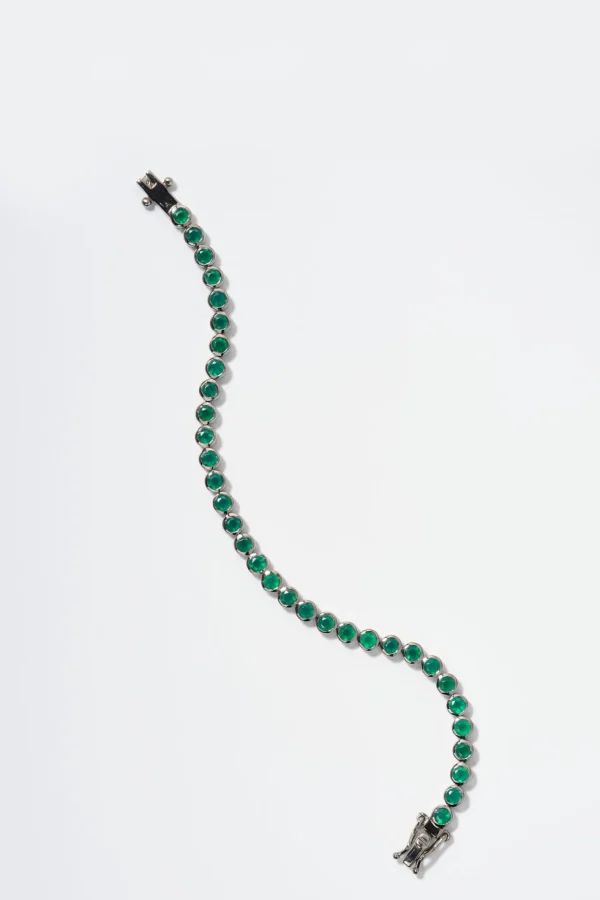 Petite Dot Tennis Bracelet - Green Onyx
