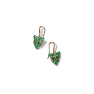 Petite Pleated Leaf Earrings - Emerald