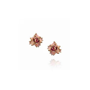 Petite Rose Studs - Rubellite