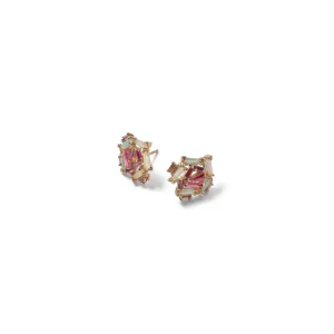 Petite Rose Studs - Ruby, Spinel & Rubellite