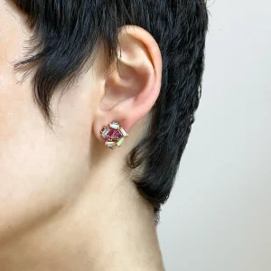 Petite Rose Studs - Ruby, Spinel & Rubellite