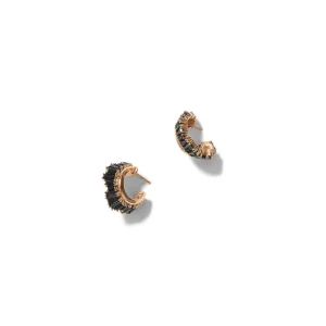 Petite Ruched Hoops - Black Spinel