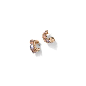 Petite Ruched Hoops - Tanzanite & Diamond Pavé