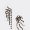 Pixelated Fringes Earrings - Pearl, White Zircon & Black Sheen Moonstone
