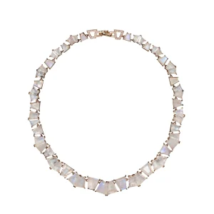 Pleated Rivière Necklace - Rainbow Moonstone