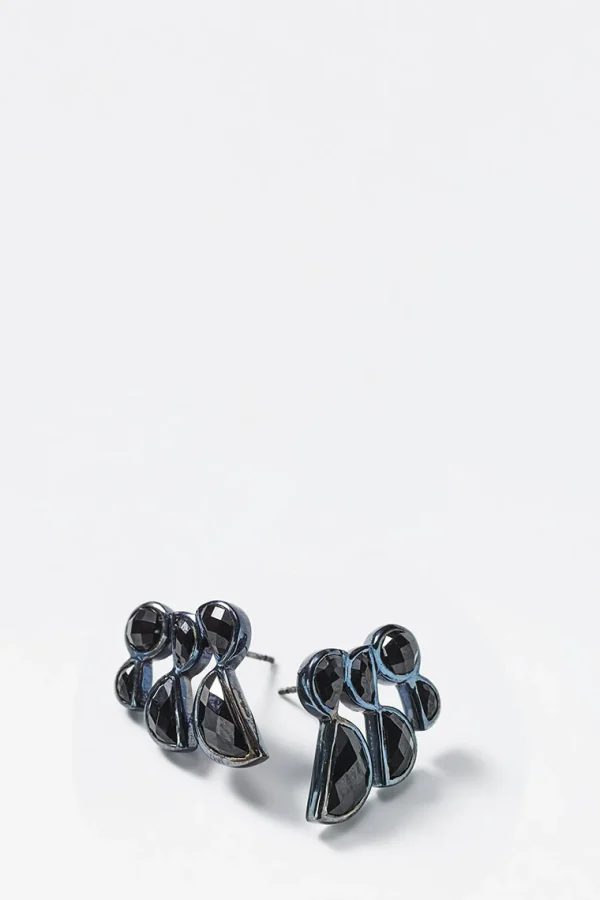 Prawn Earrings - Black Spinel