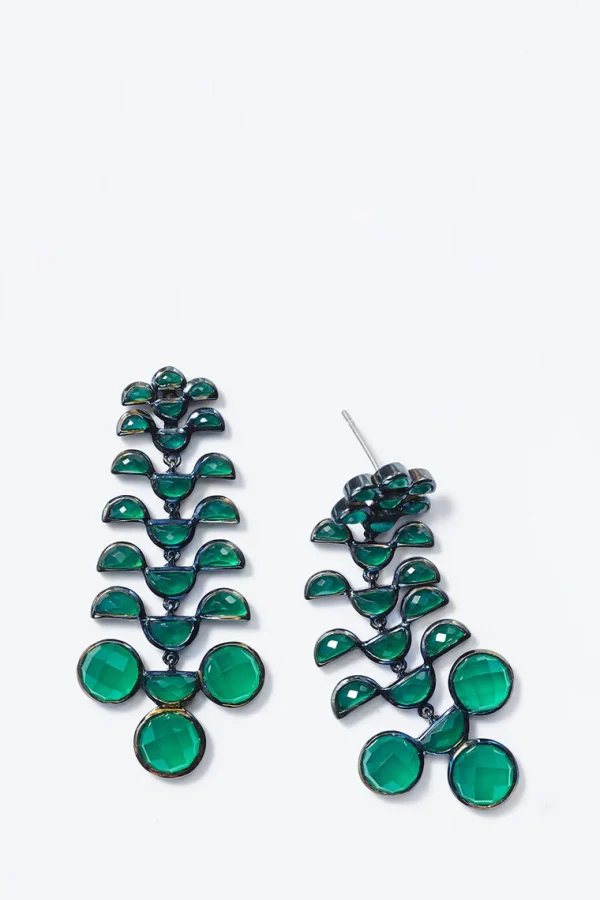 Reptile Girandole Earrings - Green Onyx