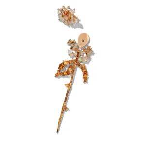 Rose and Stem Earrings - Golden Tourmaline