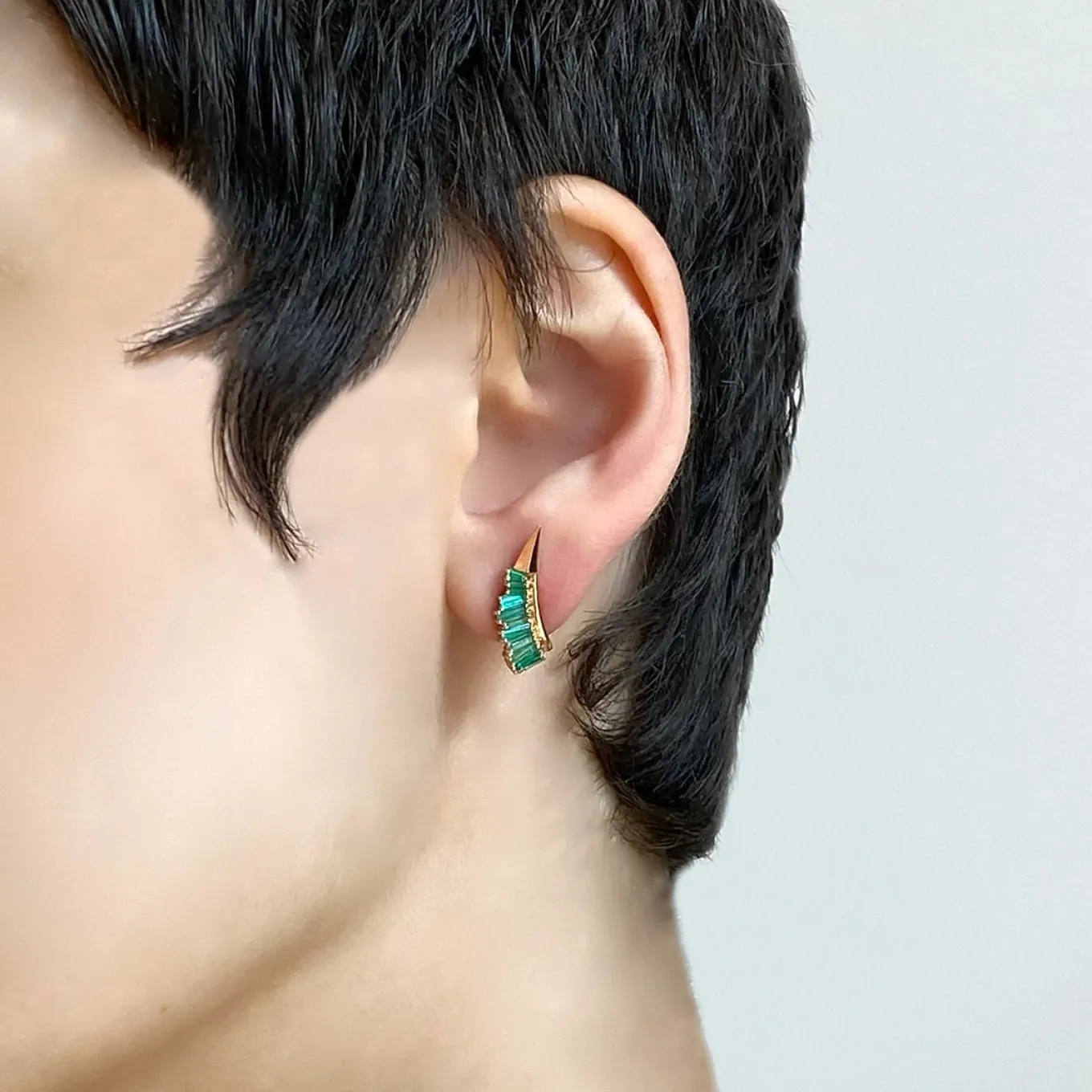 ruched_ear_clips__emerald_1.webp Ruched Ear Clips - Emerald