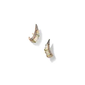 Ruched Ear Clips - Ethiopian Opal & Green Tourmaline