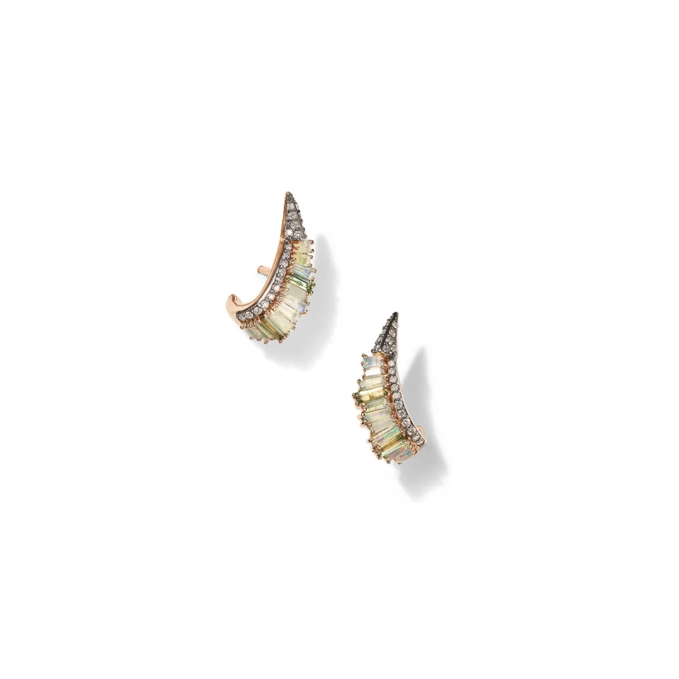 ruched_ear_clips__ethiopi_0.webp Ruched Ear Clips - Ethiopian Opal & Green Tourmaline