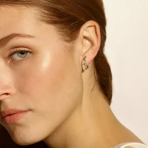 Ruched Ear Clips - Ethiopian Opal & Green Tourmaline
