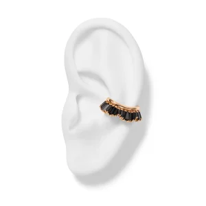Ruched Ear Cuff - Black Spinel
