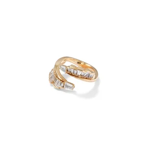 Ruched Open Coil Ring - with Diamond Points