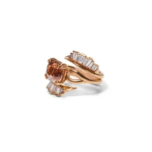 Ruched Open Coil Ring Guard - Diamond