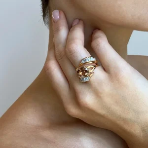 Ruched Open Coil Ring Guard - Diamond
