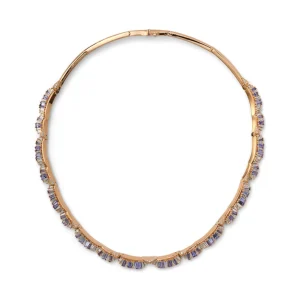 Ruched Rivière Necklace - Diamond & Tanzanite