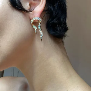 Ruffled Ear Lassos - Blue Peruvian Opal & Aquamarine