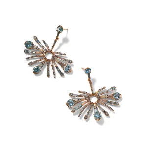 Sea Anemone Earrings - Aquamarine, Ethiopian Opal and Diamond