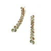 Shirred Column Earrings - Green Tourmaline and Rainbow Moonstone