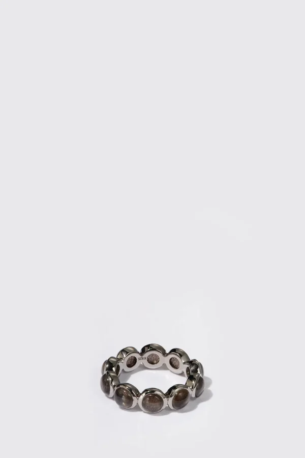 Small Dot Eternity Band - Black Sheen Moonstone