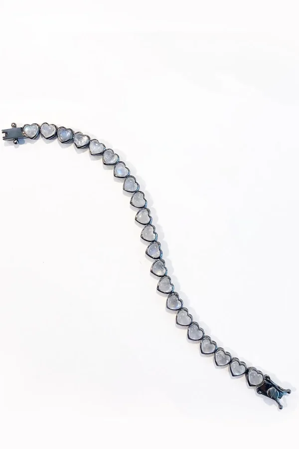 Small Heart Bracelet - Rainbow Moonstone