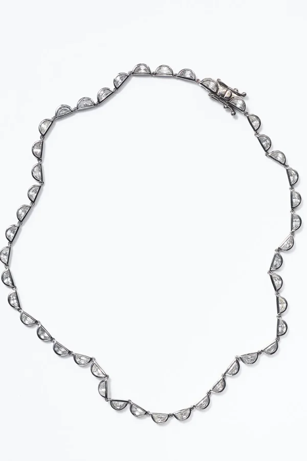 Small Scallop Rivière Necklace - White Zircon