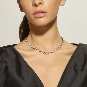 Small Scallop Rivière Necklace - Pink Opal