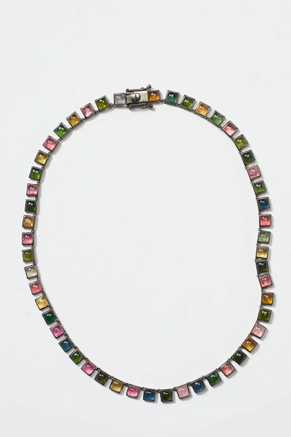 Small Tile Rivière Necklace - Multi Tourmaline