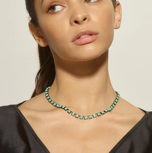 Small Tile Rivière Necklace - Chrysoprase