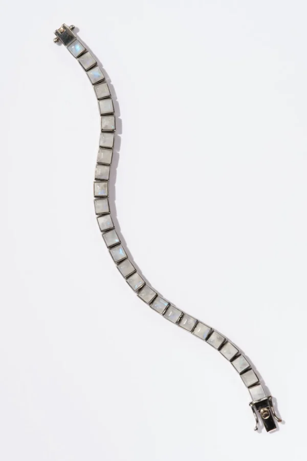 Small Tile Tennis Bracelet - Rainbow Moonstone