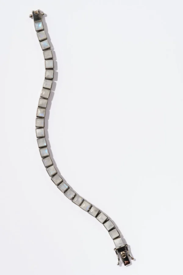 Small Tile Tennis Bracelet - Rainbow Moonstone