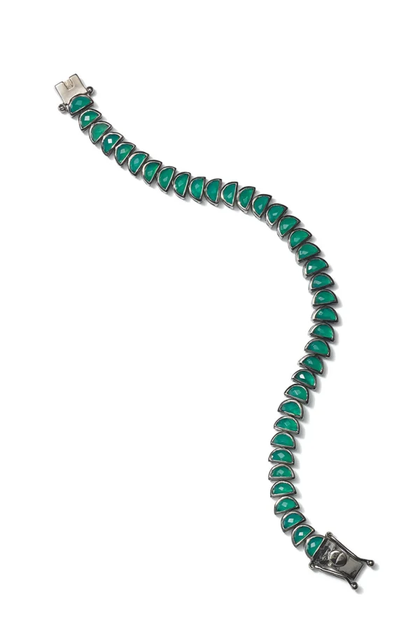 Small Worm Tennis Bracelet - Green Onyx