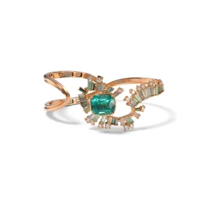 Solitaire Fray Open Cuff Bracelet