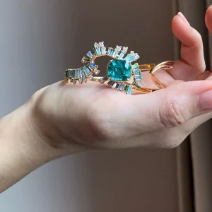 Solitaire Fray Open Cuff Bracelet