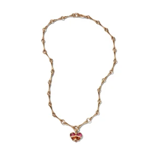 Strapped Heart Pendant - Rubellite