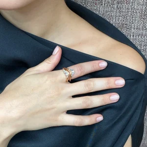 Swoop Side Ruched Ring - Diamond