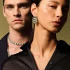Tamago Earrings - White Agate & Chrysoprase